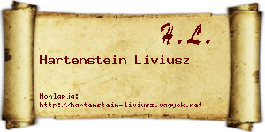 Hartenstein Líviusz névjegykártya